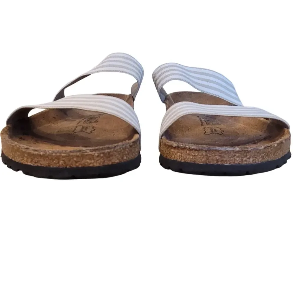 Birkenstock Birkies Womens Curacao Stripe Stretch Straps Sandal Slides 40